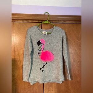 Justice Christmas Sweater Youth 14/16 Fuzzy Pink Flamingo Lights 🦩